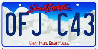 SD license plate 0FJC43
