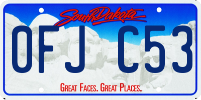 SD license plate 0FJC53