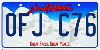 SD license plate 0FJC76