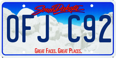 SD license plate 0FJC92
