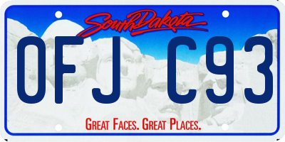 SD license plate 0FJC93