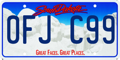 SD license plate 0FJC99