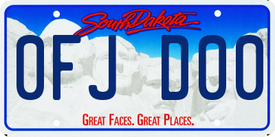 SD license plate 0FJD00