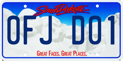 SD license plate 0FJD01
