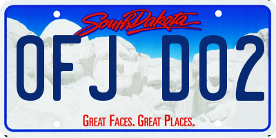 SD license plate 0FJD02