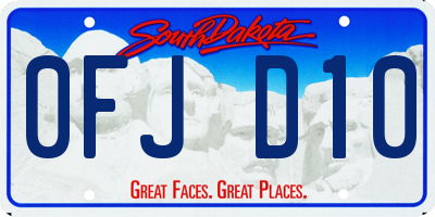 SD license plate 0FJD10
