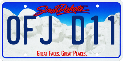 SD license plate 0FJD11