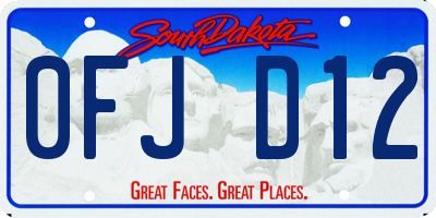 SD license plate 0FJD12