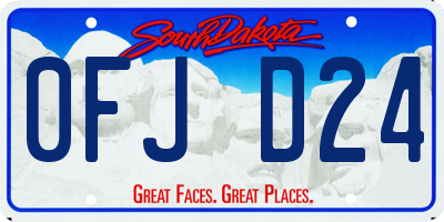 SD license plate 0FJD24