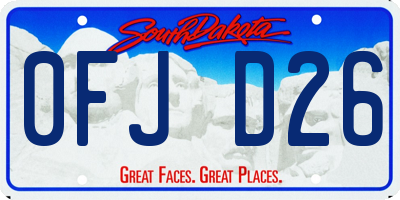 SD license plate 0FJD26
