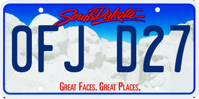 SD license plate 0FJD27