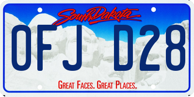 SD license plate 0FJD28