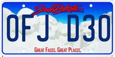 SD license plate 0FJD30