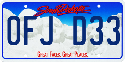 SD license plate 0FJD33