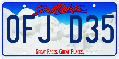 SD license plate 0FJD35