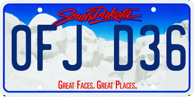SD license plate 0FJD36