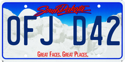 SD license plate 0FJD42