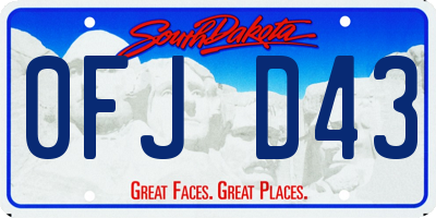 SD license plate 0FJD43