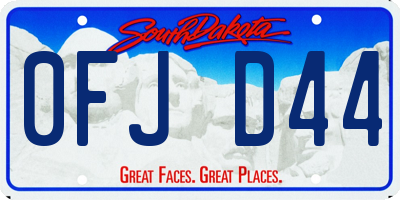 SD license plate 0FJD44