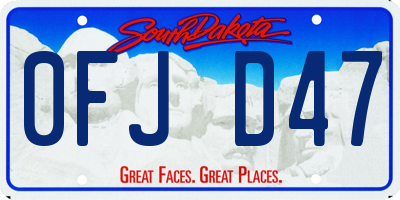 SD license plate 0FJD47