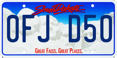 SD license plate 0FJD50