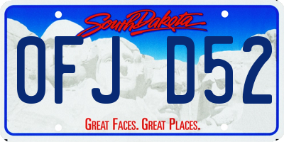 SD license plate 0FJD52