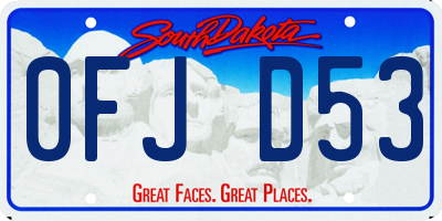 SD license plate 0FJD53