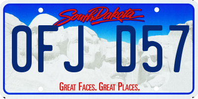 SD license plate 0FJD57