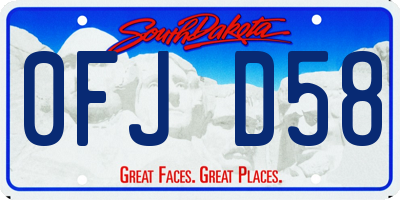 SD license plate 0FJD58