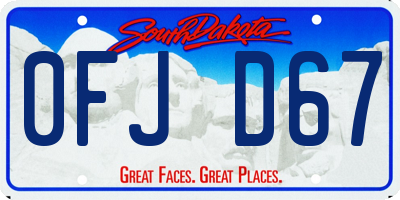 SD license plate 0FJD67