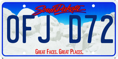 SD license plate 0FJD72