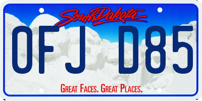SD license plate 0FJD85