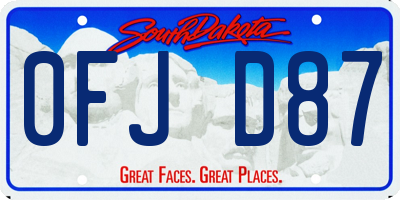 SD license plate 0FJD87