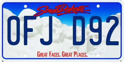 SD license plate 0FJD92
