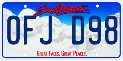 SD license plate 0FJD98