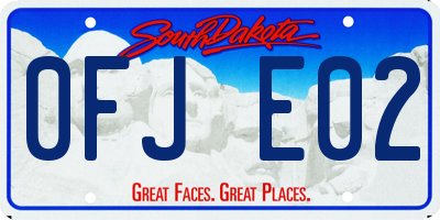 SD license plate 0FJE02
