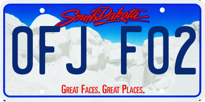 SD license plate 0FJF02