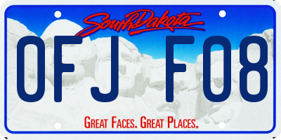 SD license plate 0FJF08