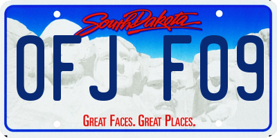 SD license plate 0FJF09
