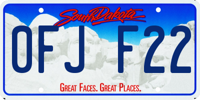 SD license plate 0FJF22