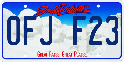 SD license plate 0FJF23