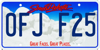 SD license plate 0FJF25