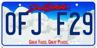 SD license plate 0FJF29