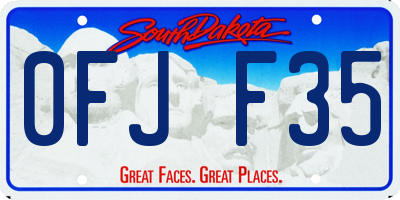 SD license plate 0FJF35