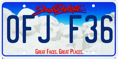 SD license plate 0FJF36