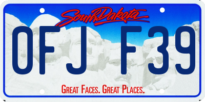 SD license plate 0FJF39