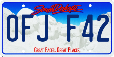 SD license plate 0FJF42