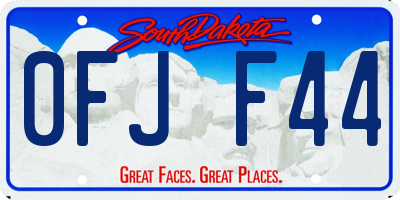 SD license plate 0FJF44