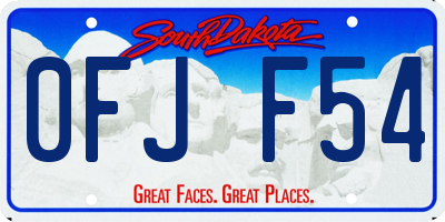 SD license plate 0FJF54