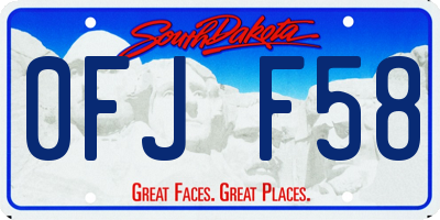 SD license plate 0FJF58